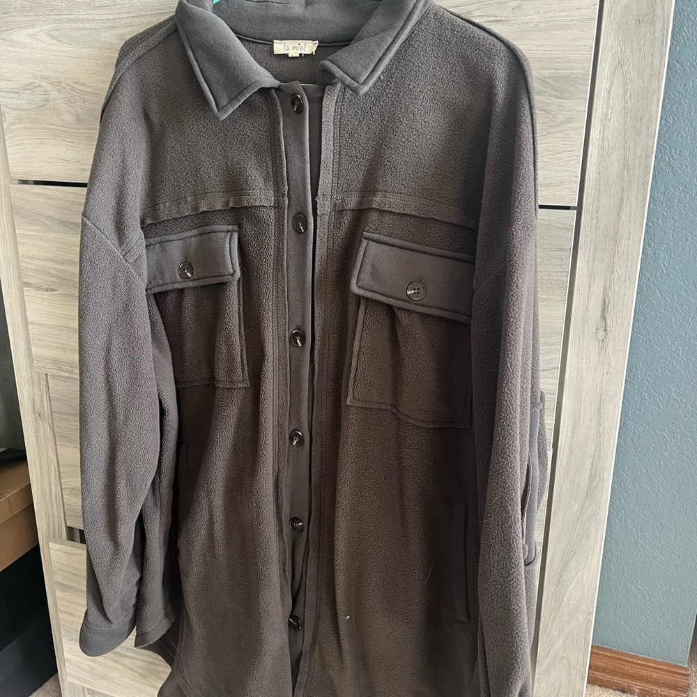 LA MIEL Charcoal Gray Shirt Jacket